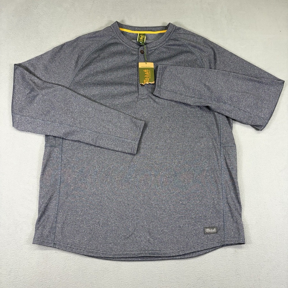 Marsh Wear Mens XL Waffle Knit Henley Shirt Long Sleeve Outdoor Coastal - Picture 2 of 11